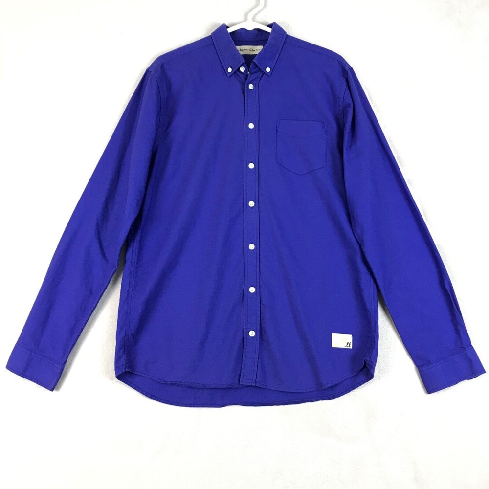 Libertine-Libertine‎ Shirt Mens Size M Blue Button Up Hunter 1004 Panama Preppy